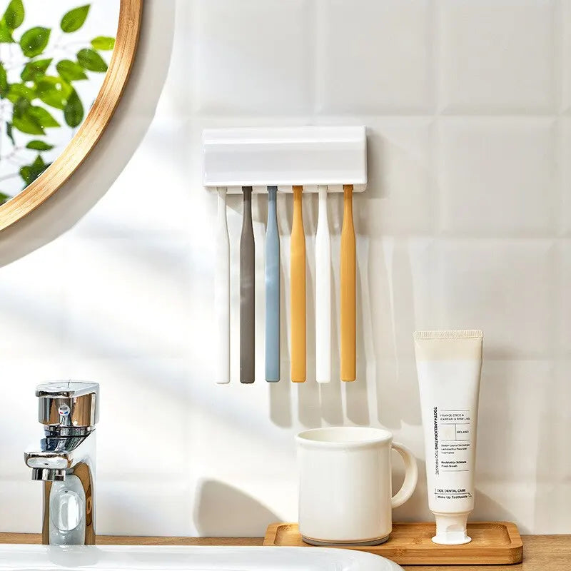 Toothbrush Organizer Sticky Toothbrush Holder Simple Toothbrush Organizer Bathroom Bathroom Shelf