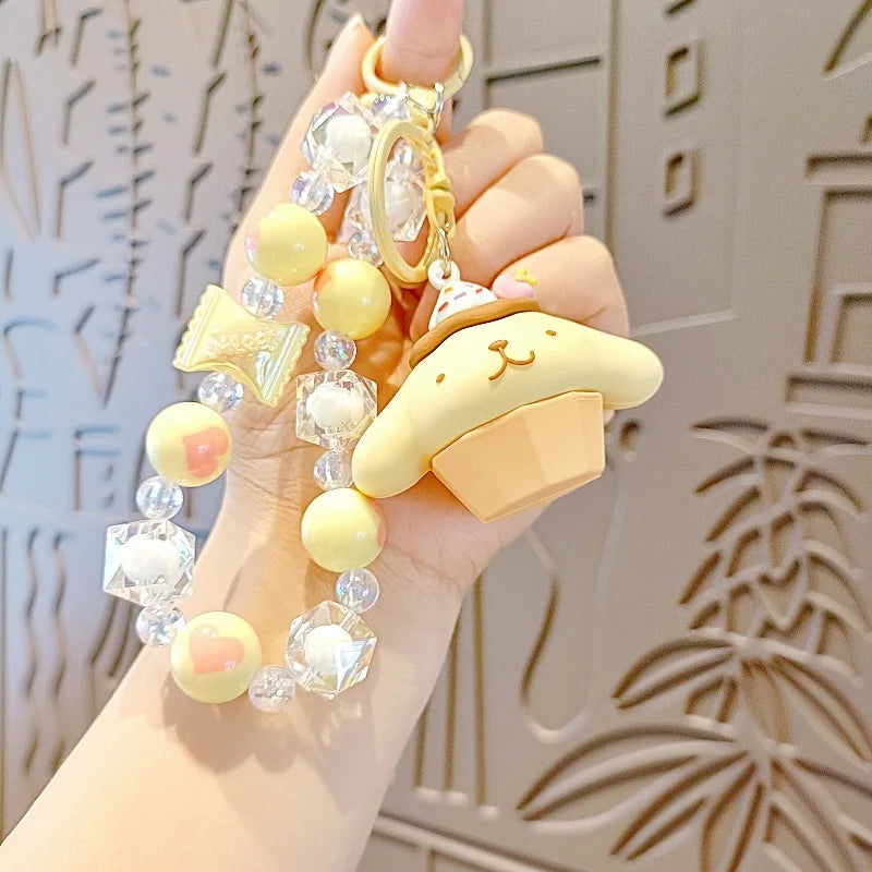Kawaii Sanrio Mobile Chain Keychain – Kuromi, Cinnamoroll, Pochacco Backpack Pendant Beaded Decoration Gift