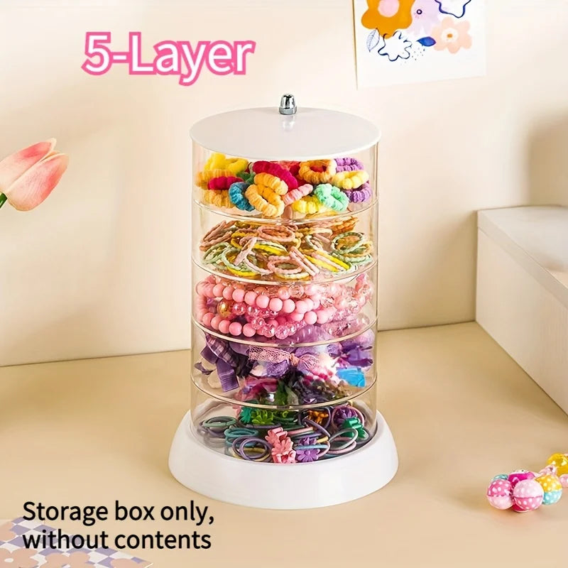 360° Rotating Makeup Organizer - Transparent, Multi-Layer Storage for Cosmetics, Hair Accessories & Jewelry - Easy Assembly