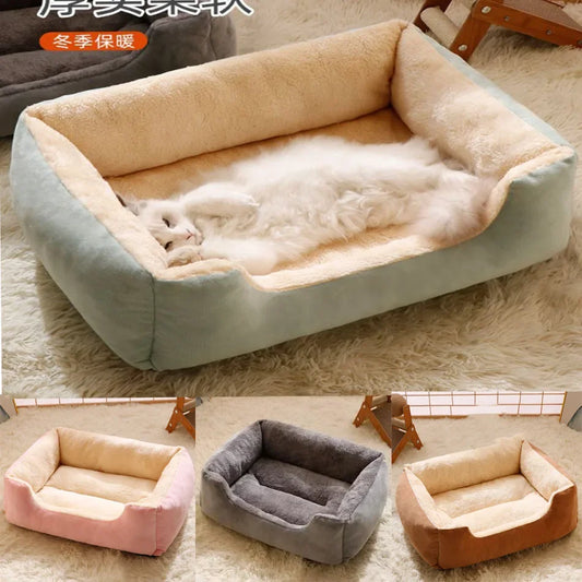 Rectangular Cat & Dog Bed House – Cozy Pet Sleeping Mat and Kennel Basket