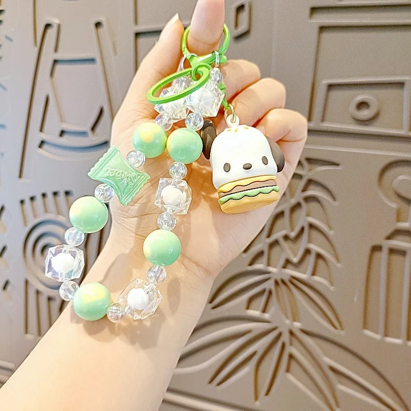 Kawaii Sanrio Mobile Chain Keychain – Kuromi, Cinnamoroll, Pochacco Backpack Pendant Beaded Decoration Gift