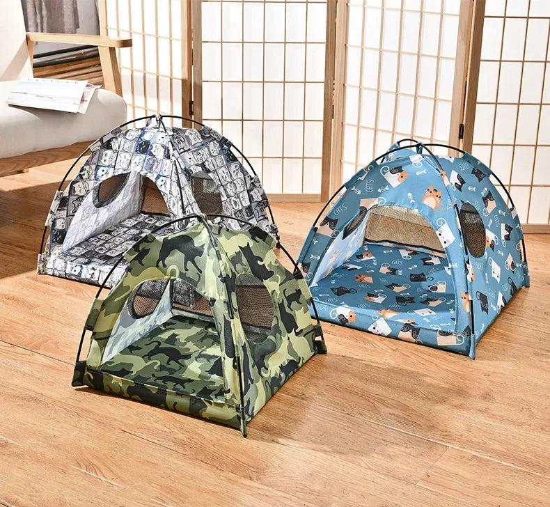 Floral Pet Tent Bed – Foldable Indoor/Outdoor House for Cats, Small Dogs & Rabbitsn Bed Kennel For Small Pets
