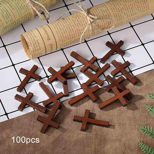 "Faithful Craft – 100 Mini Wood Cross Pendants for DIY Jewelry & Gifts"