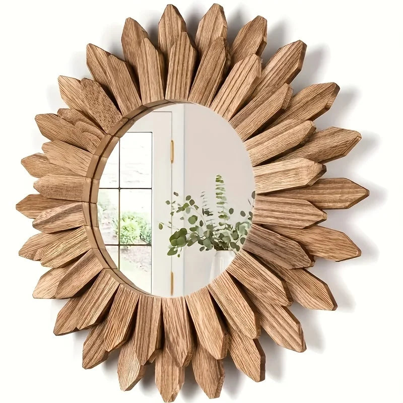 Sunflower Decorative Mirror, Wall Mirror, Wooden Decorative Mirror, Bedroom Living Room Wall Decoration, Home Decoration