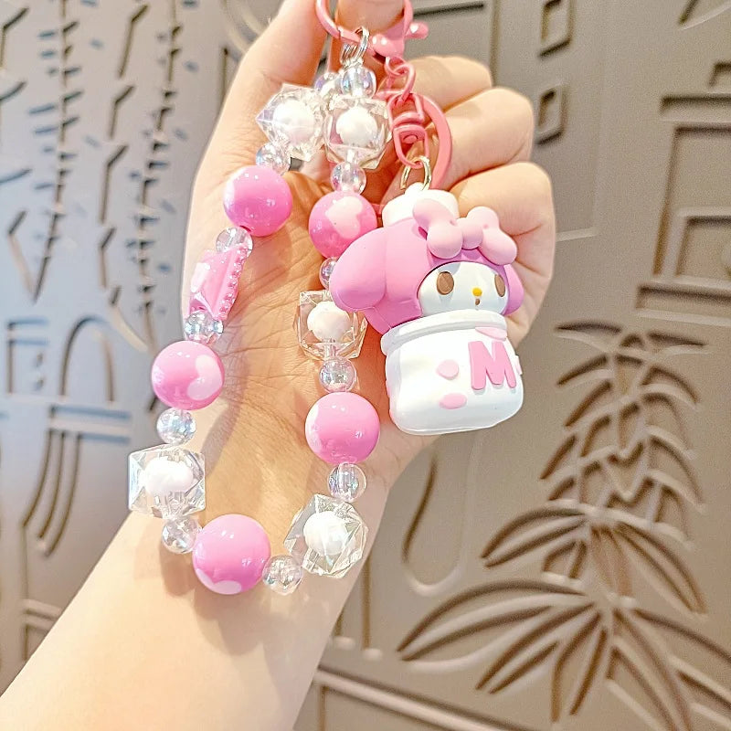 Kawaii Sanrio Mobile Chain Keychain – Kuromi, Cinnamoroll, Pochacco Backpack Pendant Beaded Decoration Gift