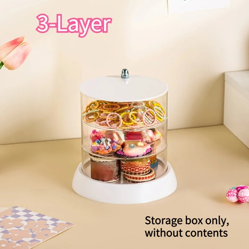 360° Rotating Makeup Organizer - Transparent, Multi-Layer Storage for Cosmetics, Hair Accessories & Jewelry - Easy Assembly