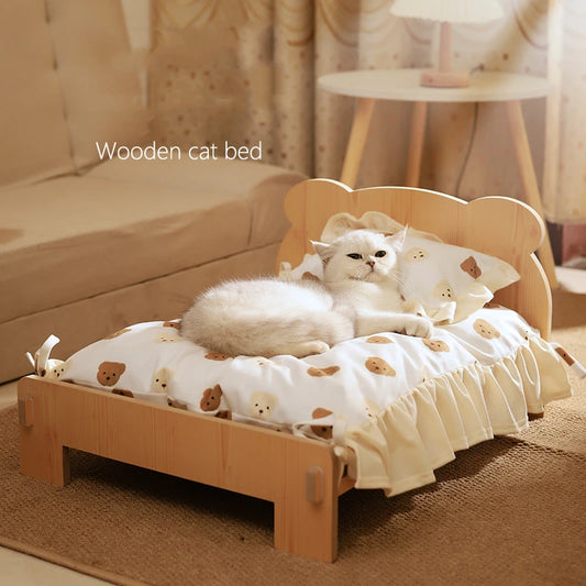 Booteely Wooden Cat Bed – Space-Saving Double-Layer Hammock Design, Cozy & Stylish Indoor Pet Furniture