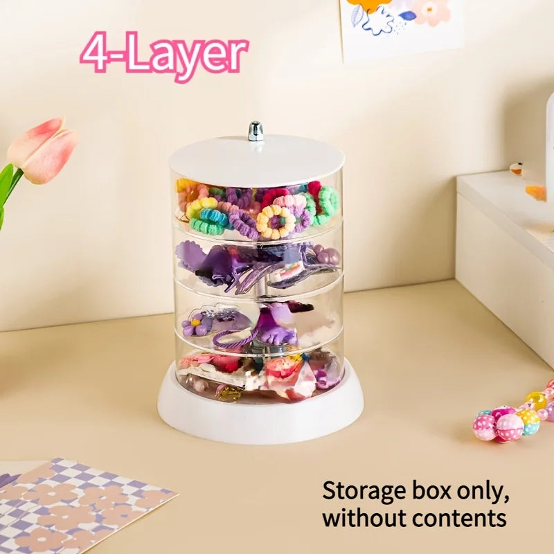 360° Rotating Makeup Organizer - Transparent, Multi-Layer Storage for Cosmetics, Hair Accessories & Jewelry - Easy Assembly