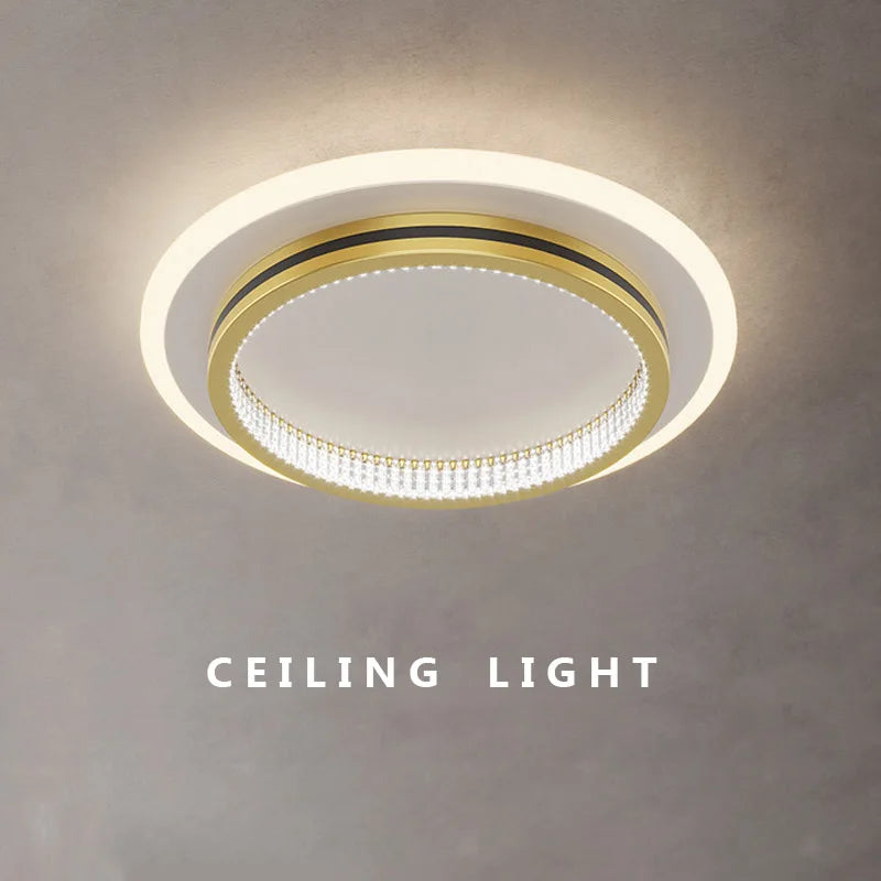 Modern LED Ceiling Lights For Home Entrance Indoor Lighting Fixtures with Crystal Lampshade Lights Round Square Luminaria
