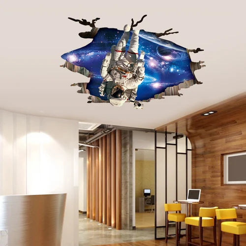 Space 3D three-dimensional wall pasted living room ceiling wall bedroom Creative room decoration wall painting background