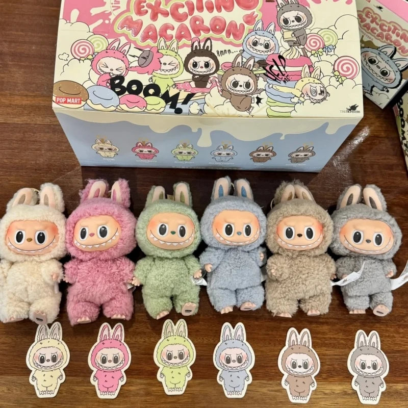 Genuine Labubu V1 Exciting Macaron Series The Monsters Vinyl Face Pendant Doll Model Toy Cute Keychain Toys Birthday Gifts