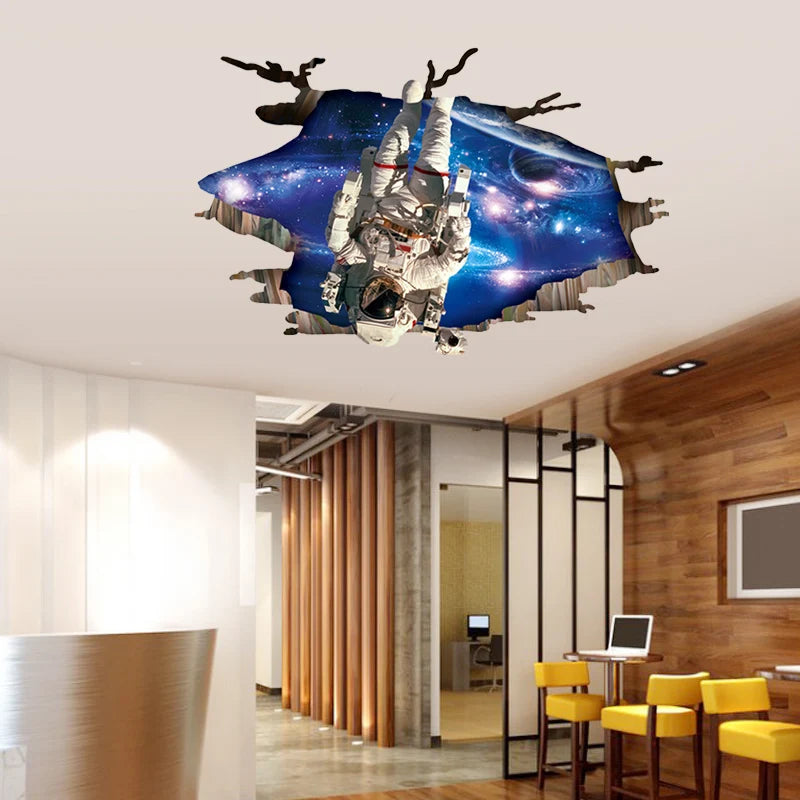 Space 3D three-dimensional wall pasted living room ceiling wall bedroom Creative room decoration wall painting background