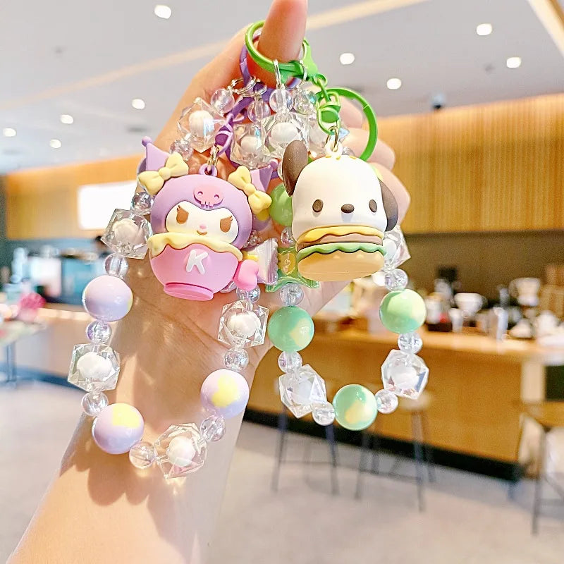 Kawaii Sanrio Mobile Chain Keychain – Kuromi, Cinnamoroll, Pochacco Backpack Pendant Beaded Decoration Gift