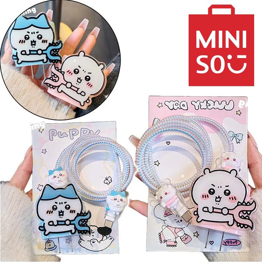 4Pcs/Set Sanrio Chiikawa Cable Protector & Charger Cord Organizer for iPhone 12/13/14/15 – Compatible with 18W/20W Chargers