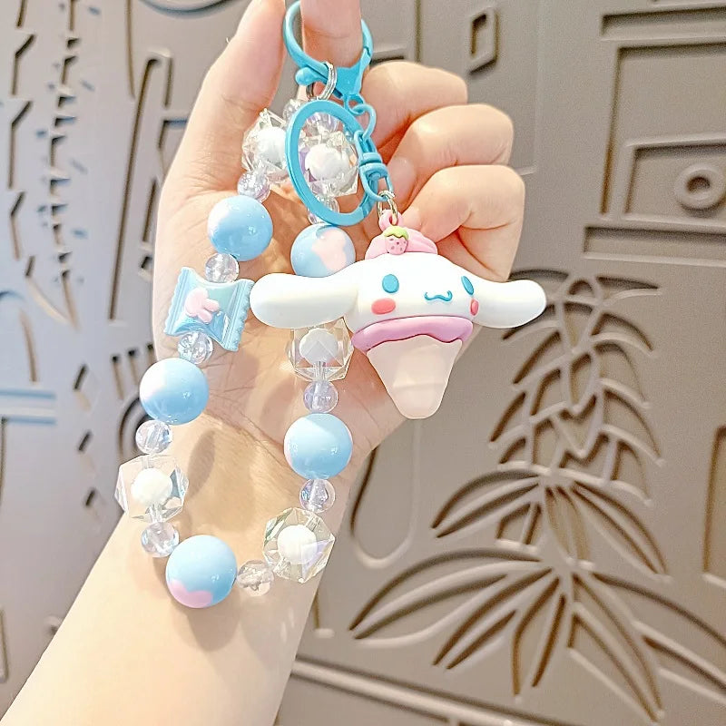 Kawaii Sanrio Mobile Chain Keychain – Kuromi, Cinnamoroll, Pochacco Backpack Pendant Beaded Decoration Gift