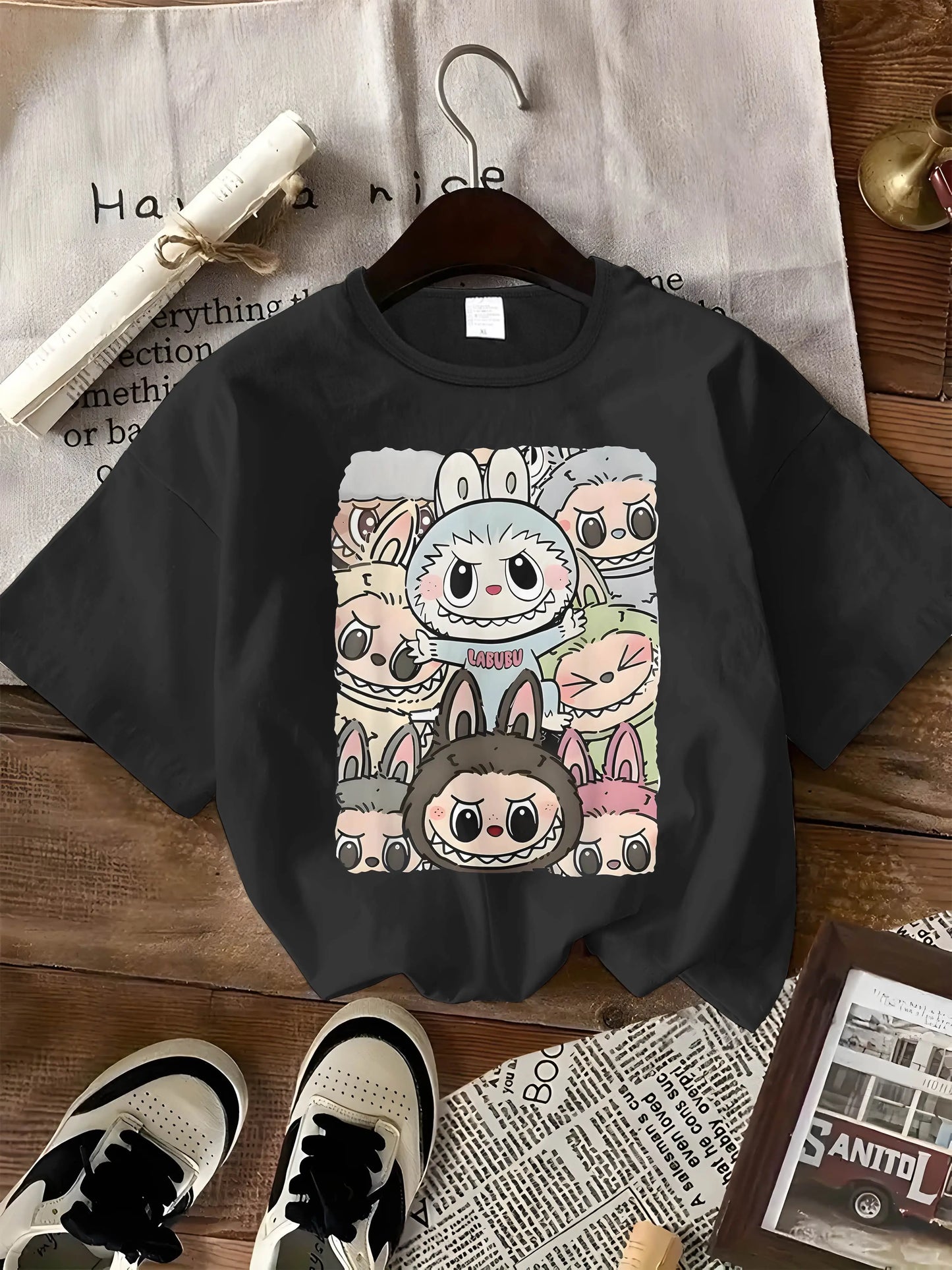 Cute Labubu Design T-Shirt – Classic Pose Casual Sportswear for Women