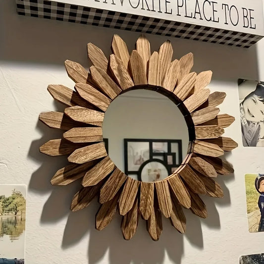 Sunflower Decorative Mirror, Wall Mirror, Wooden Decorative Mirror, Bedroom Living Room Wall Decoration, Home Decoration