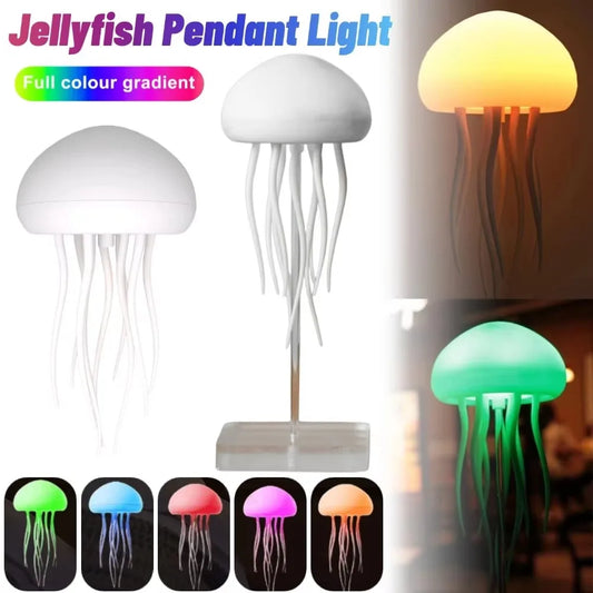 RGB Jellyfish Night Light – Cute Cartoon Bedside Lamp with Voice Control & Type-C Charging