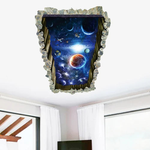 Space 3D three-dimensional wall pasted living room ceiling wall bedroom Creative room decoration wall painting background