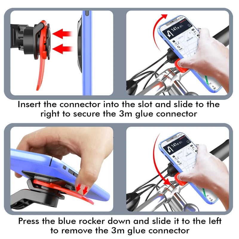 Adjustable Motorcycle & Bicycle Phone Holder – 360° Rotatable Handlebar Mount