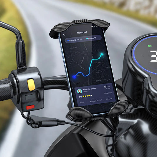 Bike Phone Holder — Motorcycle Handlebar Cell Phone Mount Clamp Compatible with iPhone 15 Pro Max/Plus and Most Smartphones