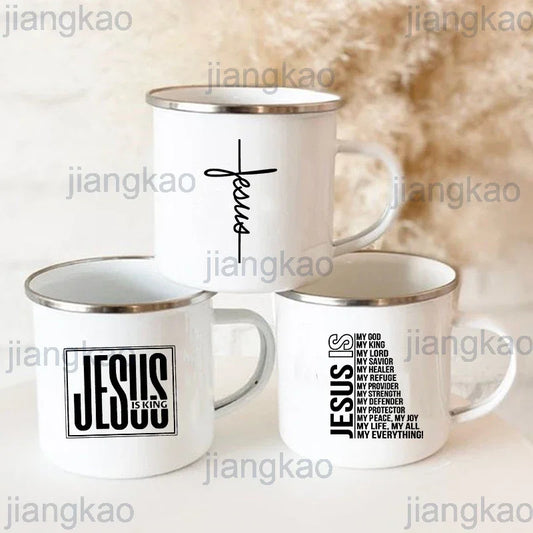 "Jesus Is God – Christian Enamel Mug for Coffee & Inspiration"