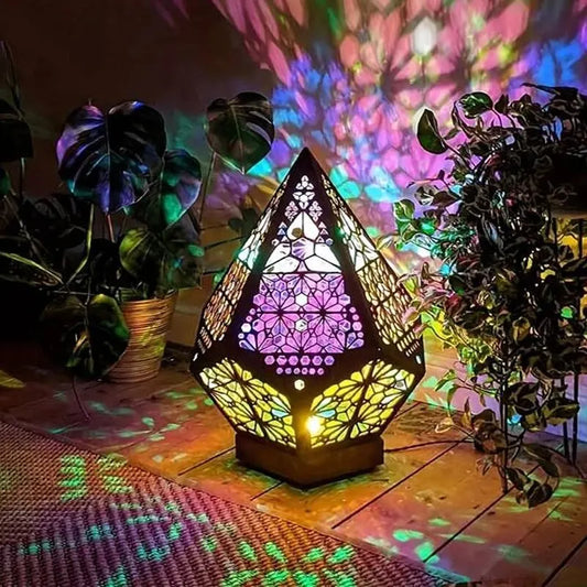 Bohemian LED Table Lamp Star Lamp Multicolour 3D Geometric Projection Lamp Vintage Ambient Night Lamp Decorative Ornaments