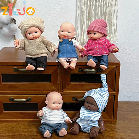12cm Reborn Dolls Mini Palm Dolls Simulation Baby Dress Up Doll Reborn Doll Girls Boys Boneca Toys for Kids Munecas Reborn 1/12