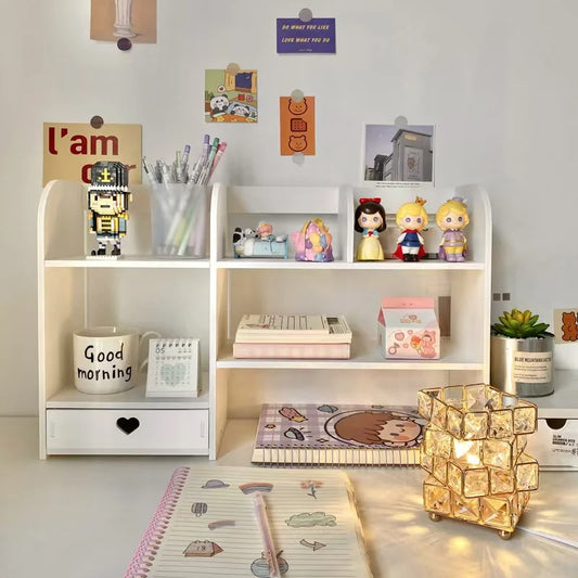 Double-Layer Desktop Organizer Rack Stationery Office Desk Accessories Storage Desktop Cosmetics Organizers Storage Shelf