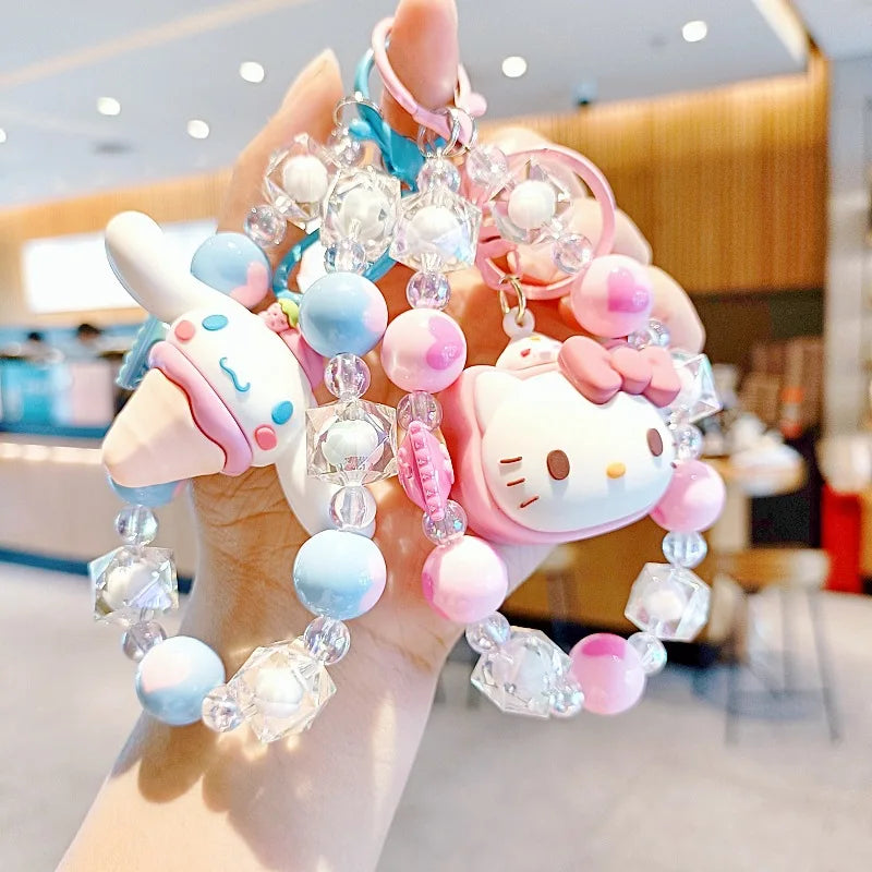 Kawaii Sanrio Mobile Chain Keychain – Kuromi, Cinnamoroll, Pochacco Backpack Pendant Beaded Decoration Gift