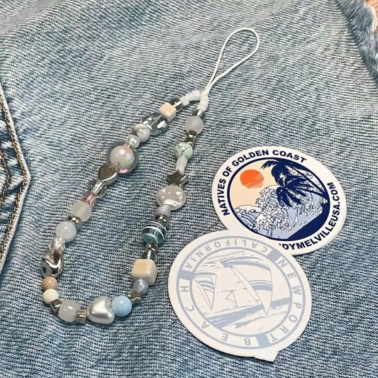 Summer Star Beaded Phone Charm Wrist Strap – Cute Custom Pendant Keychain Lanyard for iPhone Accessories