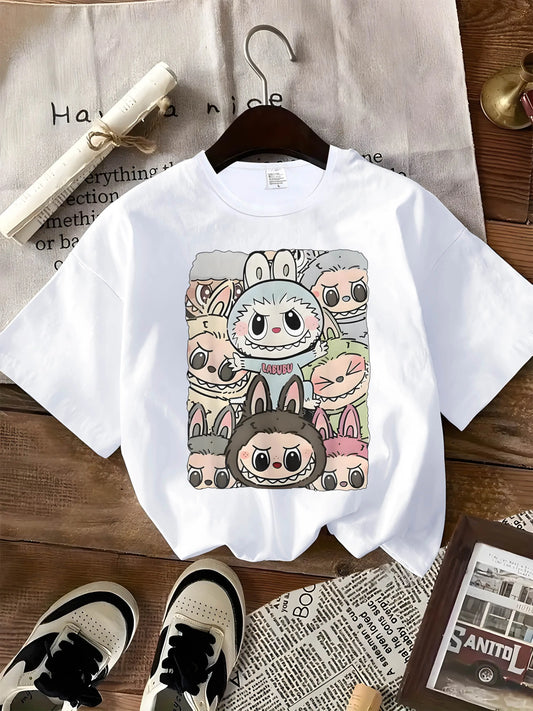 Cute Labubu Design T-Shirt – Classic Pose Casual Sportswear for Women