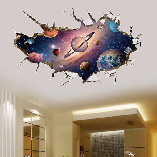 Space 3D three-dimensional wall pasted living room ceiling wall bedroom Creative room decoration wall painting background