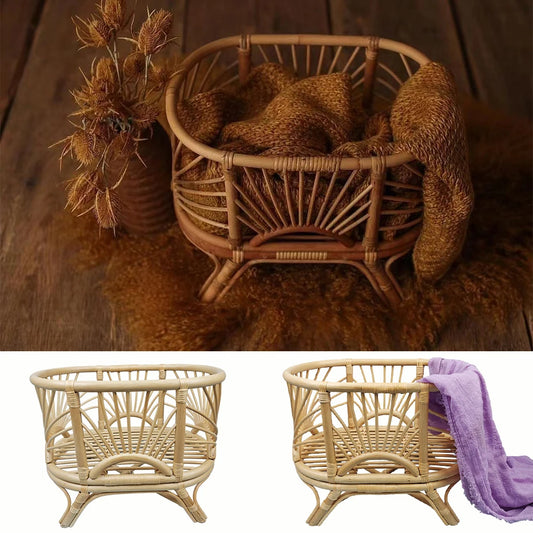 Large Rattan Baby Bed – Vintage Newborn Photography Prop