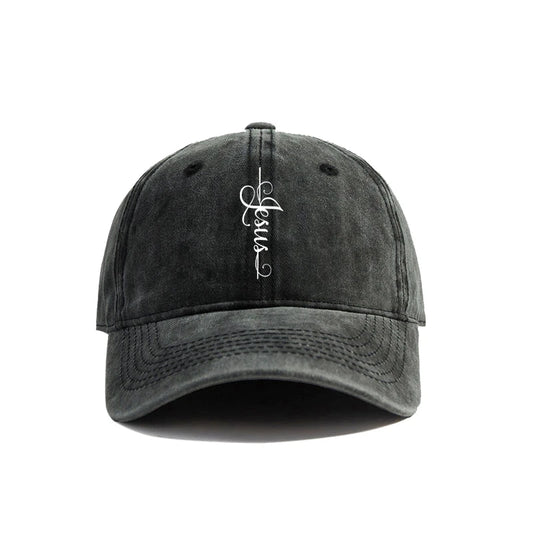 "Faith Over Fear – Jesus Cross Distressed Dad Hat"
