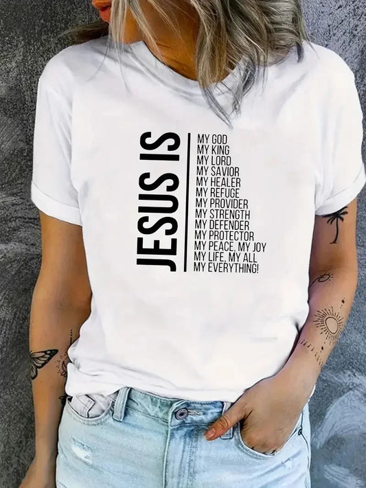 Jesus Is Faith Graphic T-Shirt Women'S Clothing Short Sleeve Casual Top Tshirt Femme Summer Fashion T-Shirt Female Streetwear