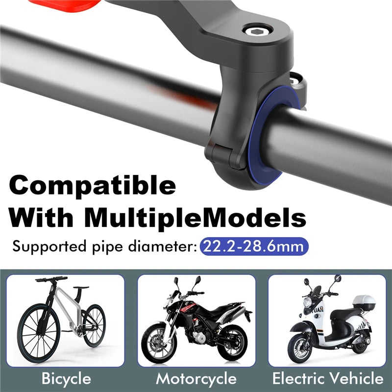 Adjustable Motorcycle & Bicycle Phone Holder – 360° Rotatable Handlebar Mount