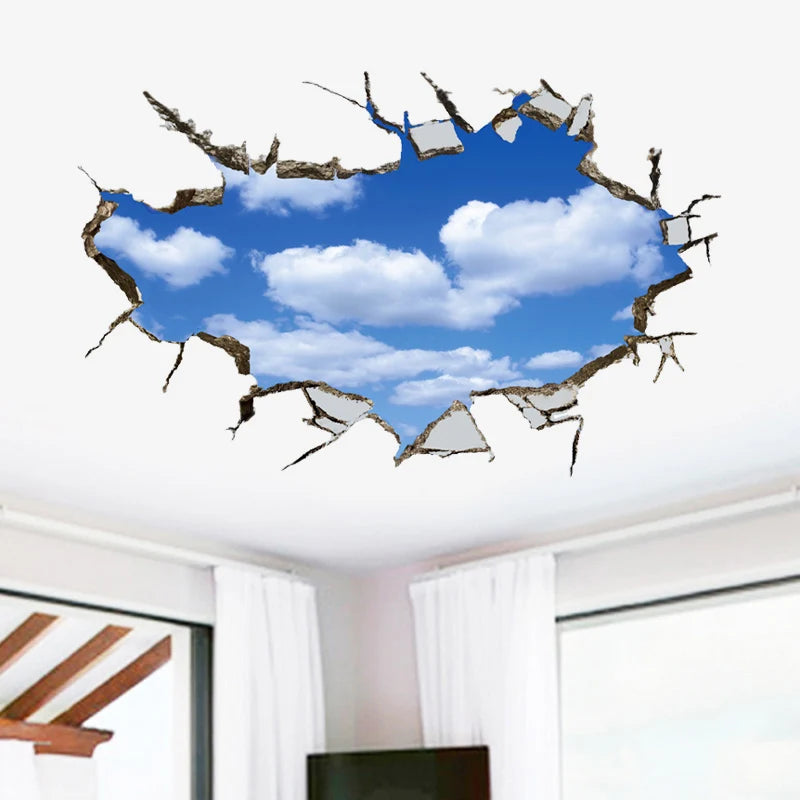 Space 3D three-dimensional wall pasted living room ceiling wall bedroom Creative room decoration wall painting background