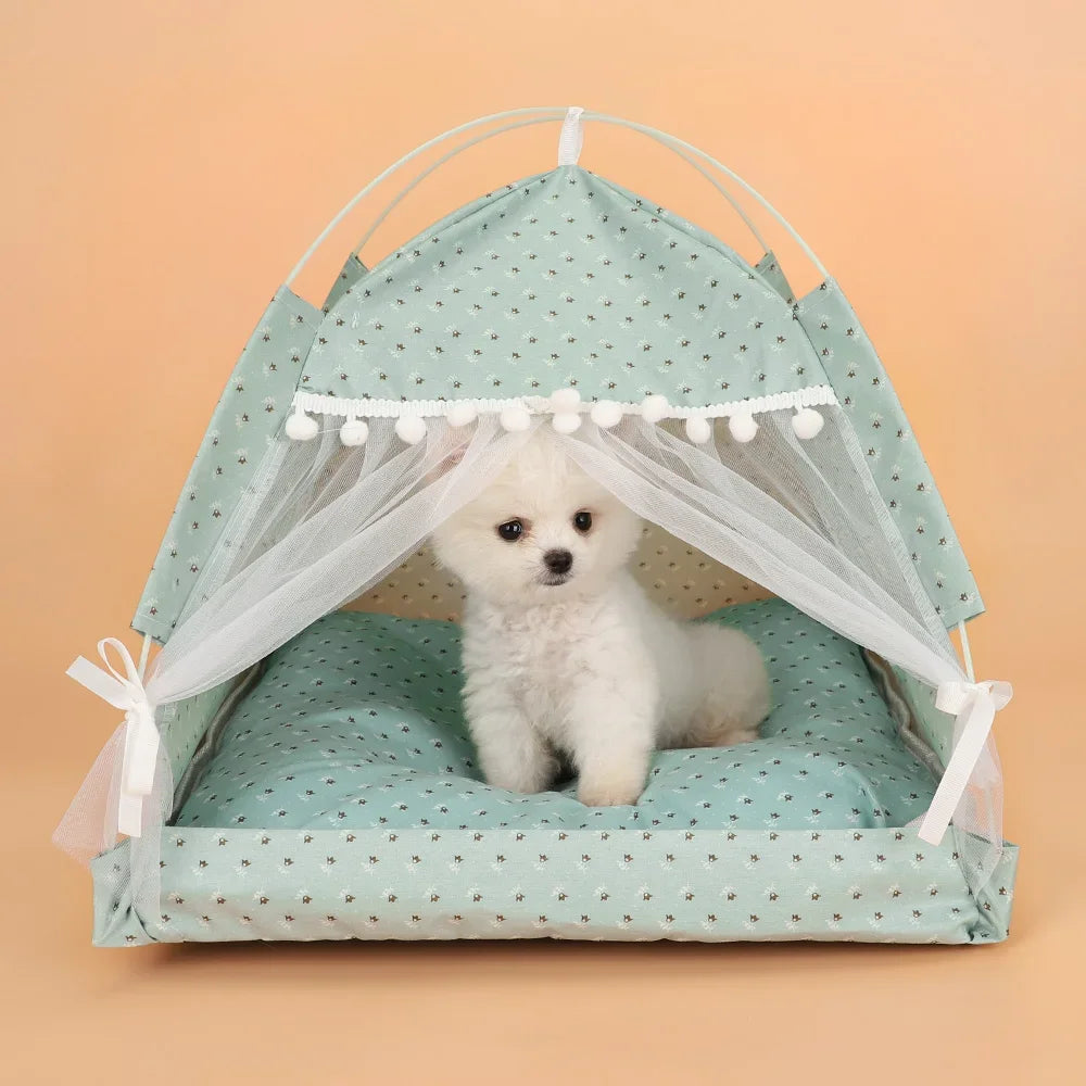 Floral Pet Tent Bed – Foldable Indoor/Outdoor House for Cats, Small Dogs & Rabbitsn Bed Kennel For Small Pets