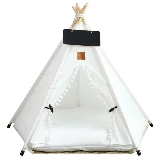Foldable Pet Tent House – Washable Cat & Puppy Teepee with Blackboard