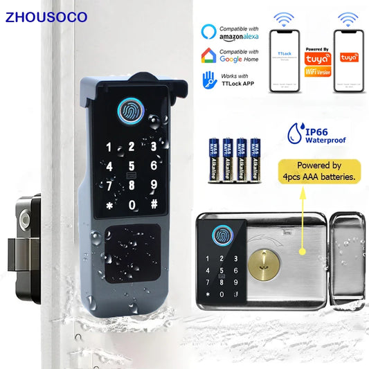 Waterproof Fingerprint Smart Lock – Tuya WiFi & Bluetooth Control with TTLock App