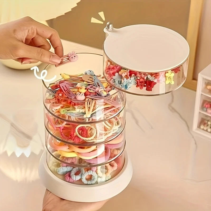 360° Rotating Makeup Organizer - Transparent, Multi-Layer Storage for Cosmetics, Hair Accessories & Jewelry - Easy Assembly