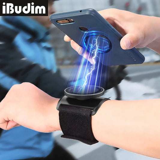 Magnetic Armband Wrist Strap Mobile Phone Holder Stand for iPhone 16 MagSafe & Xiaomi – Perfect for Cycling, Hiking, Gym