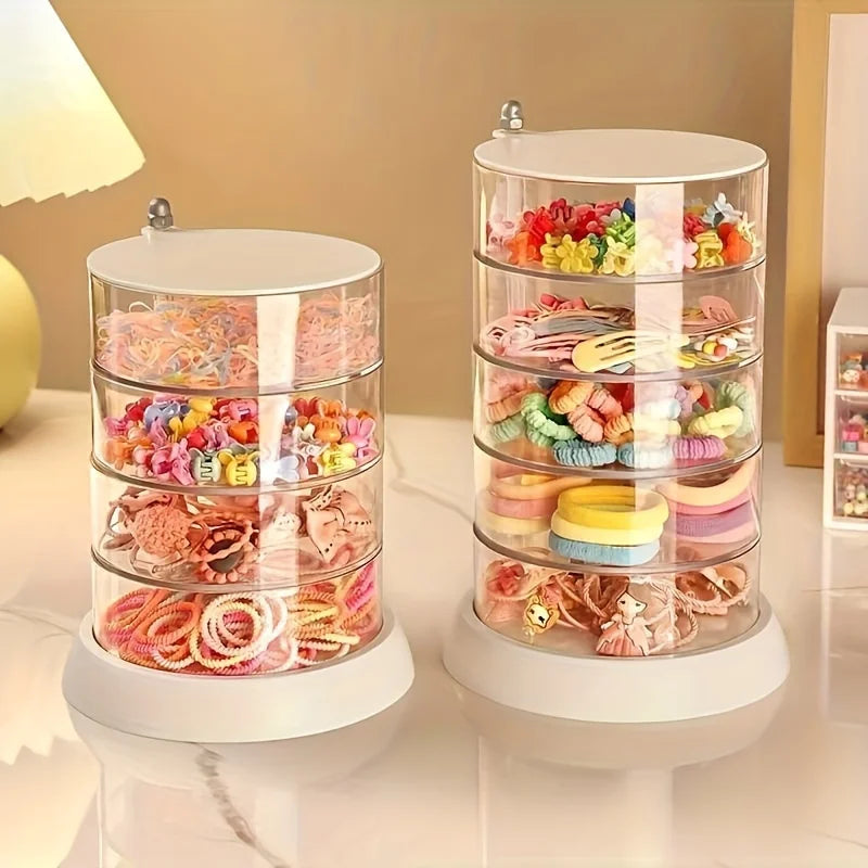 360° Rotating Makeup Organizer - Transparent, Multi-Layer Storage for Cosmetics, Hair Accessories & Jewelry - Easy Assembly