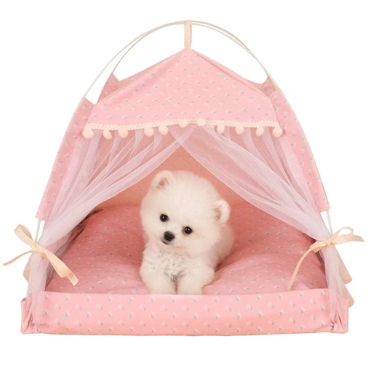 Floral Pet Tent Bed – Foldable Indoor/Outdoor House for Cats, Small Dogs & Rabbitsn Bed Kennel For Small Pets
