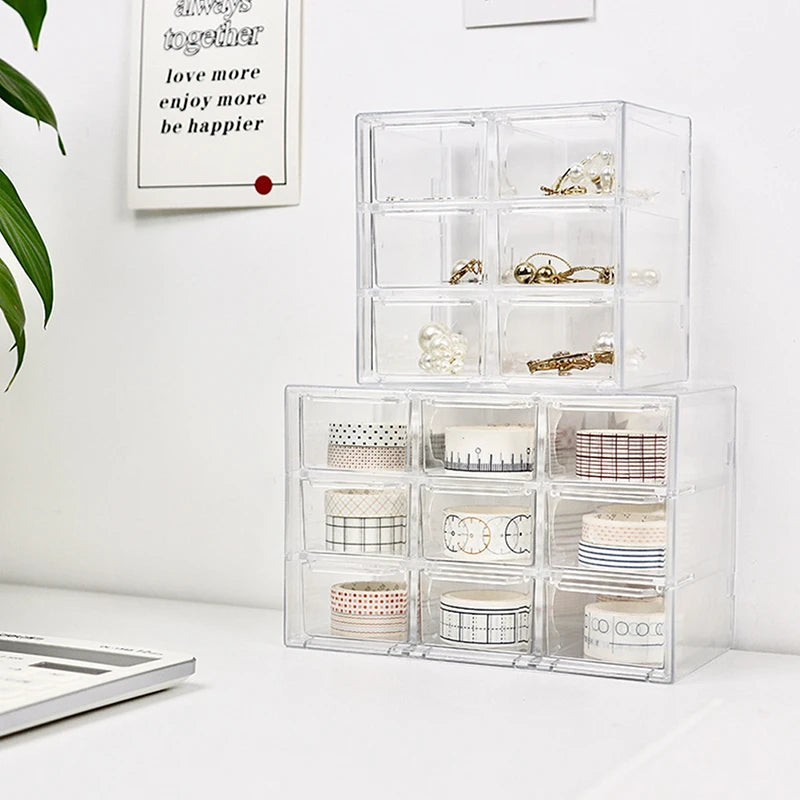 Organizer Jewelry Organizer Desktop Storage Box Drawer Type Transparent Shelf Stationary Hair Decoration Box Can Be Stacked
Orga