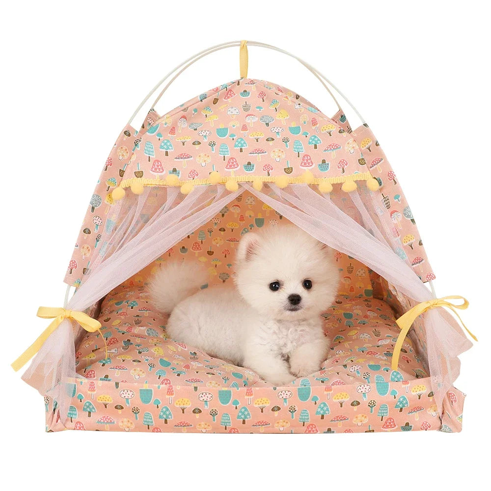 Floral Pet Tent Bed – Foldable Indoor/Outdoor House for Cats, Small Dogs & Rabbitsn Bed Kennel For Small Pets