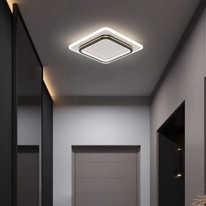 Modern LED Ceiling Lights For Home Entrance Indoor Lighting Fixtures with Crystal Lampshade Lights Round Square Luminaria