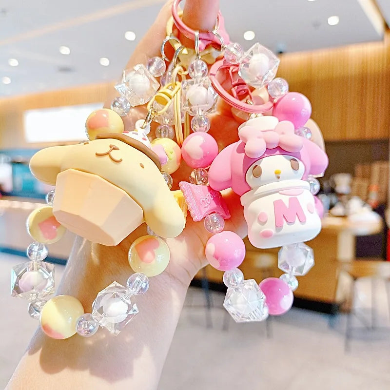 Kawaii Sanrio Mobile Chain Keychain – Kuromi, Cinnamoroll, Pochacco Backpack Pendant Beaded Decoration Gift
