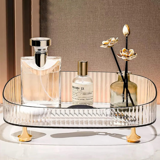 Makeup Perfume Organizer, Bathroom Vanity Tray, Decorative Dresser Tray, Countertop Organiser Tray for Cosmetic, Sundries